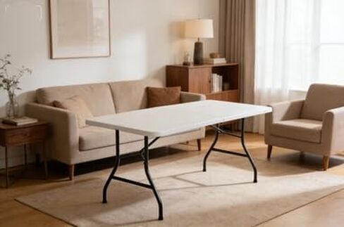Deluxe 6-Foot Fold-in-Half Blow Molded Folding Table, HDPE, Indoor and Outdoor Use, Seats 6 in Saudi Arabia