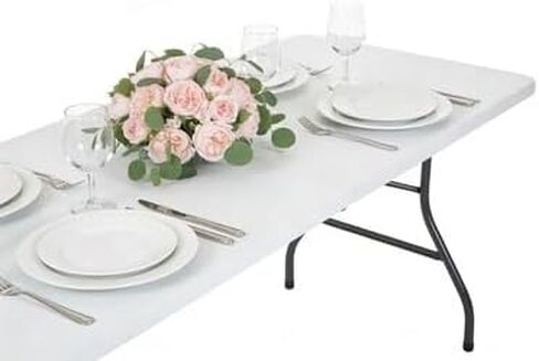 Deluxe 6-Foot Fold-in-Half Blow Molded Folding Table, HDPE, Indoor and Outdoor Use, Seats 6 in Saudi Arabia