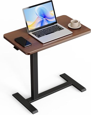 ROMOON Over Bed Table with Wheels, Rolling Adjustable Overbed Bedside Table, Mobile Standing Desk & Laptop Cart with Sturdy Frame for Hospital, Home and Small Spaces (27.6" W x 15.7" D, White) in Saudi Arabia