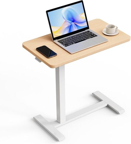 ROMOON Over Bed Table with Wheels, Rolling Adjustable Overbed Bedside Table, Mobile Standing Desk & Laptop Cart with Sturdy Frame for Hospital, Home and Small Spaces (27.6" W x 15.7" D, White) in Saudi Arabia