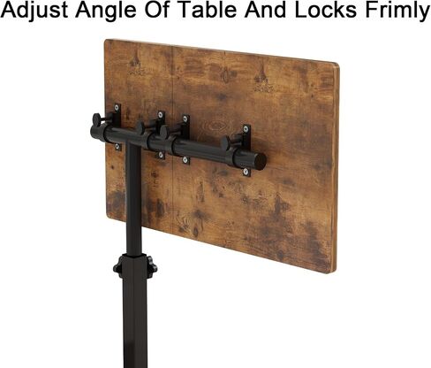 TigerDad Adjustable Overbed Table with Wheels, Rolling Laptop Bed Desk for Home Hospital Use, Height & Tilt Adjustable Mobile Table for Eating, Working, Reading in Bed or Sofa in Kuwait