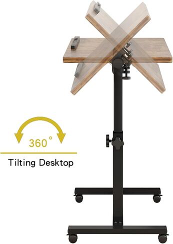 TigerDad Adjustable Overbed Table with Wheels, Rolling Laptop Bed Desk for Home Hospital Use, Height & Tilt Adjustable Mobile Table for Eating, Working, Reading in Bed or Sofa in Kuwait