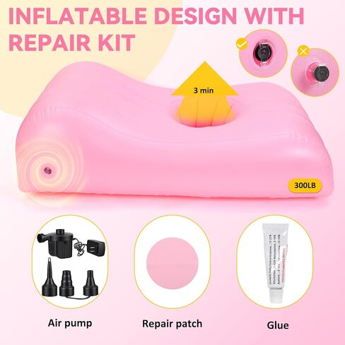 Junkin BBL Bed After Surgery for Sleeping Mattress with Hole Brazilian Butt Lift Recovery Pillow Pink Inflatable Chair for Butt Post Surgery Air Mattress Sofa Couch for Sitting Sleeping Relaxation in Saudi Arabia