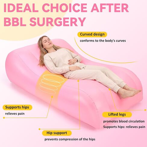 Junkin BBL Bed After Surgery for Sleeping Mattress with Hole Brazilian Butt Lift Recovery Pillow Pink Inflatable Chair for Butt Post Surgery Air Mattress Sofa Couch for Sitting Sleeping Relaxation in Saudi Arabia