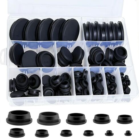 130Pcs 11 Sizes Rubber Plugs for Round Holes,1-1/2",1-1/4",1",13/16",3/4",5/8",1/2",3/8",5/16", 1/4",1/5" Silicone Rubber Hole Plugs for Sealing Round Holes in Industrial, Automotive & Furniture in Saudi Arabia