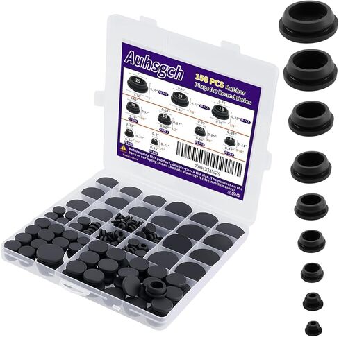 150 قطعة من سدادات مطاطية مرنة للثقوب الدائرية، 9 مقاسات من سدادات مطاطية للثقوب بأحجام متنوعة، سدادات ثقب من السيليكون لحوض الحمام، حوض الاستحمام، أثاث أسلاك السيارة، أنابيب الزجاجات المستديرة in Kuwait