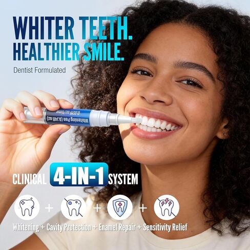 Teeth Whitening Pen Kit - 35% Carbamide Peroxide, Stain Removal, 4 Whitening Pens + 2 Remineralizing Pens, Enamel Repair, Anti-Cavity, Sensitive Teeth Care, 6 x 0.14 fl oz (Spearmint) in Kuwait