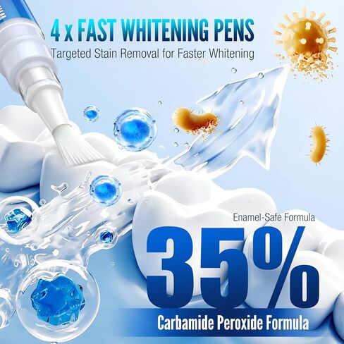 Teeth Whitening Pen Kit - 35% Carbamide Peroxide, Stain Removal, 4 Whitening Pens + 2 Remineralizing Pens, Enamel Repair, Anti-Cavity, Sensitive Teeth Care, 6 x 0.14 fl oz (Spearmint) in Kuwait