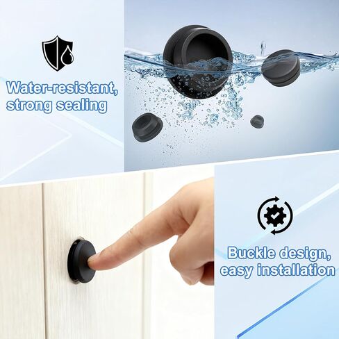 125 قطعة من سدادات مطاطية سوداء لصندوق الفتحات المستديرة، 1 بوصة 3/4 بوصة 5/8 بوصة 1/2 بوصة 3/8 بوصة 5/16 بوصة 1/4 بوصة 1/5 بوصة سدادات مطاطية في 8 أحجام مختلفة، تستخدم للأثاث، لوحات السيارات، DIY in Kuwait