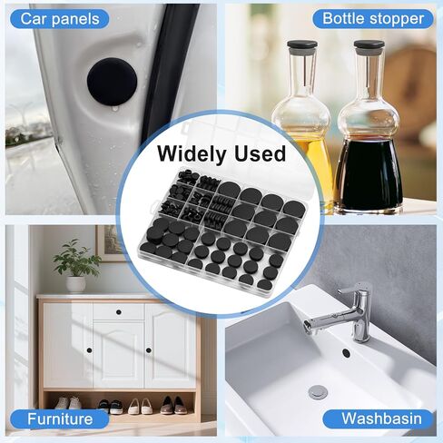 125 قطعة من سدادات مطاطية سوداء لصندوق الفتحات المستديرة، 1 بوصة 3/4 بوصة 5/8 بوصة 1/2 بوصة 3/8 بوصة 5/16 بوصة 1/4 بوصة 1/5 بوصة سدادات مطاطية في 8 أحجام مختلفة، تستخدم للأثاث، لوحات السيارات، DIY in Kuwait
