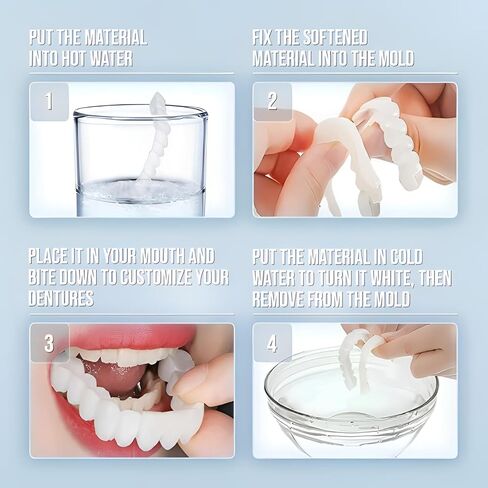2 Pairs Temporary Smile Support Adjustable for All Genders Naturally and Comfortably Fit Restore Your Confident Smile (Upper/Lower) in Kuwait