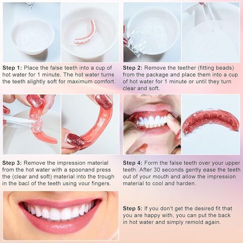 Snap on Veneers for Women & Men | Natural-Looking Top & Bottom Fake Teeth | Comfortable & Easy to Use in Kuwait