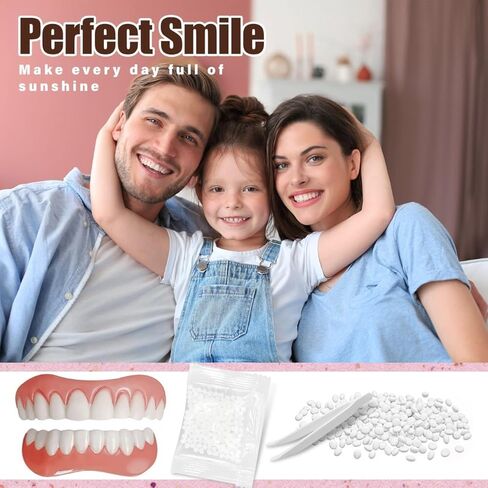 Snap on Veneers for Women & Men | Natural-Looking Top & Bottom Fake Teeth | Comfortable & Easy to Use in Kuwait