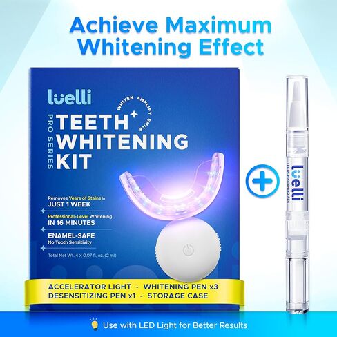 Luelli Teeth Whitening Pen, 50+ Uses - Travel Size Professional Tooth Whitener Gel, Extra Strength Organic Teeth Bleaching Gel for Sensitive Teeth, Instant Stain Removal, Simply White Smile, 4 Count in Kuwait