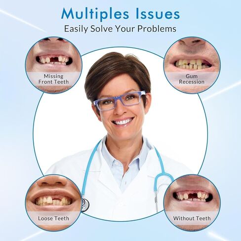 أسنان صناعية قابلة للتشكيل - أطقم أسنان من السيليكون - أسنان للرجال وقشرة أسنان للنساء - مجموعة مطابقة علوية وسفلية، مريحة وسريعة، مناسبة للاستخدام اليومي والحفلات - قطعة واحدة - MU6 in Kuwait