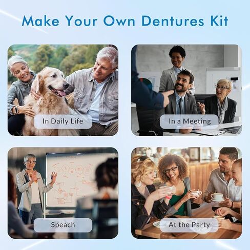 أسنان صناعية قابلة للتشكيل - أطقم أسنان من السيليكون - أسنان للرجال وقشرة أسنان للنساء - مجموعة مطابقة علوية وسفلية، مريحة وسريعة، مناسبة للاستخدام اليومي والحفلات - قطعة واحدة - MU6 in Kuwait