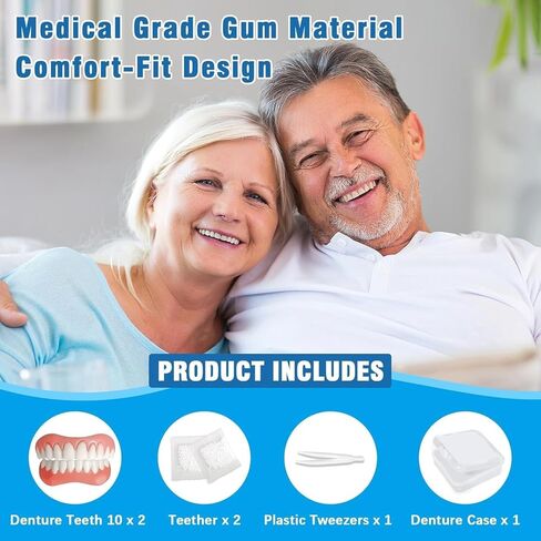 Moldable False Teeth - Silicone Dentures - Men and Veneers Teeth for Women - Upper and Lower Matching Set - Fix Your Smile at Within Minutes - Blue - 1PCS - S77 in Kuwait