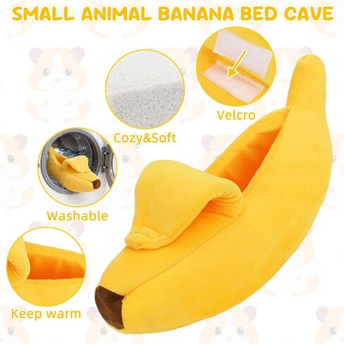 Bed Cave Hideout & Cozy Banana Bed for Hedgehog, Rat, Chinchilla, Guinea Pigs, Ferret, Snake - Yellow in Saudi Arabia