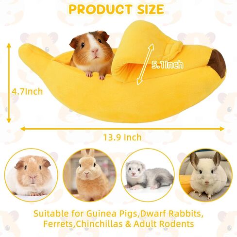 Bed Cave Hideout & Cozy Banana Bed for Hedgehog, Rat, Chinchilla, Guinea Pigs, Ferret, Snake - Yellow in Saudi Arabia