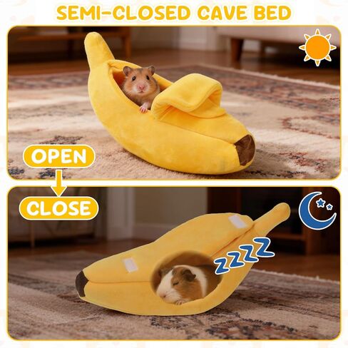 Bed Cave Hideout & Cozy Banana Bed for Hedgehog, Rat, Chinchilla, Guinea Pigs, Ferret, Snake - Yellow in Saudi Arabia