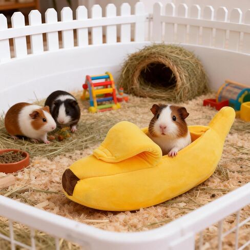 Bed Cave Hideout & Cozy Banana Bed for Hedgehog, Rat, Chinchilla, Guinea Pigs, Ferret, Snake - Yellow in Saudi Arabia