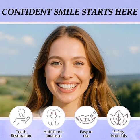 طقم أسنان تجميلي DIY مع مادة اللثة - مجموعة كاملة من الأسنان المزخرفة العلوية والسفلية القابلة للتشكيل، محسن الابتسامة البصرية المؤقتة للرجال والنساء في المنزل in Kuwait