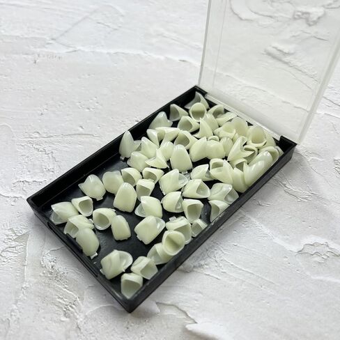 140 Pcs False Teeth Crown Repair Kit Dental Anterior Veneers Fake Tooth Cap Crown with Thermal Beads for Fixing or DIY in Kuwait