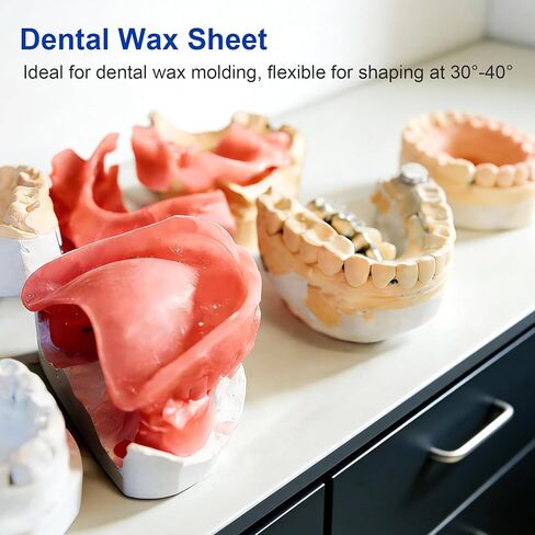 20 Pieces Dental Base Plate Wax for Modeling and Filling, Multipurpose Dental Wax Sheets and High-Quality Bite Casting Sheets - Not for Dentures in Kuwait