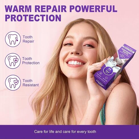 مجموعة خرز الأسنان القابلة للتشكيل، غطاء فجوة الأسنان المؤقتة للأسنان المفقودة، إكسسوار مظهر الأسنان التجميلي in Kuwait