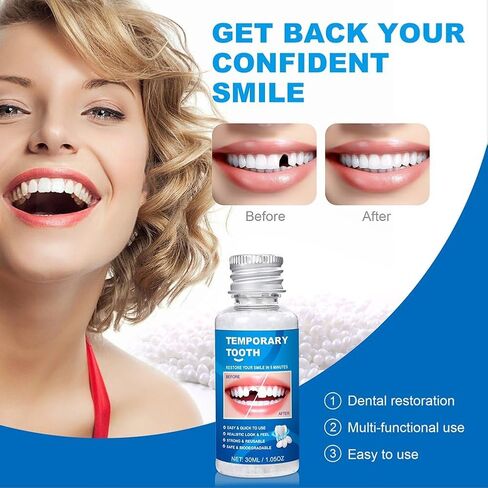 طقم أسنان من الخرز الحراري القابل للتشكيل، غطاء فجوة الأسنان المؤقتة للأسنان المكسورة أو المفقودة، استخدام المظهر التجميلي in Kuwait