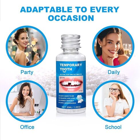 طقم أسنان من الخرز الحراري القابل للتشكيل، غطاء فجوة الأسنان المؤقتة للأسنان المكسورة أو المفقودة، استخدام المظهر التجميلي in Kuwait
