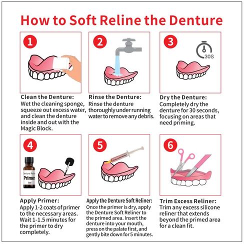 طقم طقم أسنان ناعم لأطقم الأسنان العلوية والسفلية - مثالي لأطقم الأسنان الفضفاضة وغير الملائمة، طقم طقم أسنان لملاءمة مخصصة وراحة واستقرار طويل الأمد in Kuwait