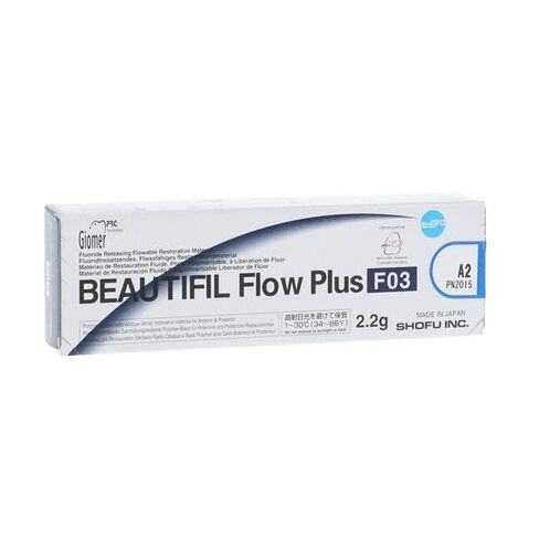 Shofu Dental 2015 Beautifil Flow Plus F03 Low Flow Composite Syringe A2 2.2gm, Injectable Hybrid Restorative, Light-Cure, Durable Esthetics in Kuwait