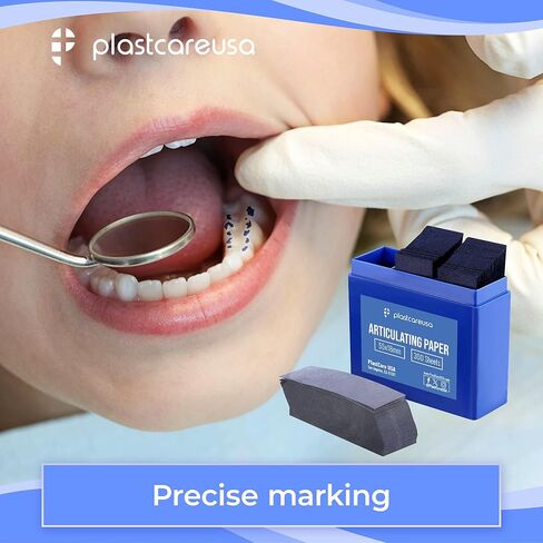 PlastCare USA 600 Dental Articulating Paper Strips – Ultra Thin 100 Micron Film Sheets for Occlusal Bite Contact Marking (2 Blue Boxes of 300, 55×18mm) in Saudi Arabia