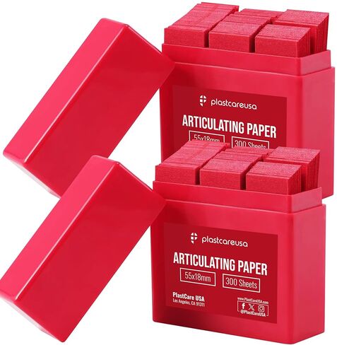 PlastCare USA 600 Dental Articulating Paper Strips – Ultra Thin 100 Micron Film Sheets for Occlusal Bite Contact Marking (2 Blue Boxes of 300, 55×18mm) in Saudi Arabia