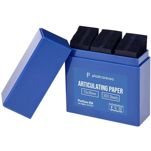 PlastCare USA 600 Dental Articulating Paper Strips – Ultra Thin 100 Micron Film Sheets for Occlusal Bite Contact Marking (2 Blue Boxes of 300, 55×18mm) in Saudi Arabia
