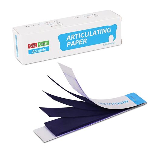 Articulating Paper Dental Carbon Paper 200 Sheets, 100 μm Thick Dental Bite Papers with Separating Film, Straight Shape Doubled Side Occlusion Papers for Occlusal Adjustment, Blue in Kuwait