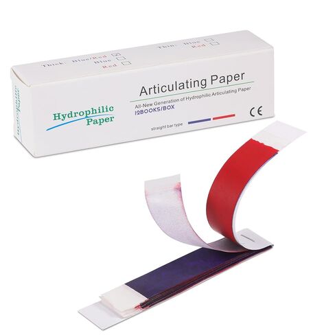 Articulating Paper Dental Carbon Paper 200 Sheets, 100 μm Thick Dental Bite Papers with Separating Film, Straight Shape Doubled Side Occlusion Papers for Occlusal Adjustment, Blue in Saudi Arabia