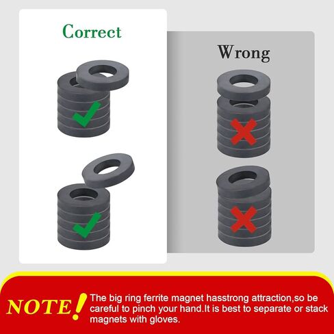 Thaibear Ferrite Ring Magnet, 6PCS OD2.35 x ID1.25 x 10mm, Big Circle Magnets with Hole, Grade 10 Large Ceramic Round Magnets Strong for DIY, Science Projects, Kitchen in Kuwait