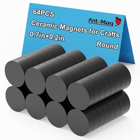Ant Mag مغناطيس سيراميك للحرف اليدوية مغناطيس صناعي أسود دائري لمشاريع DIY للثلاجة والسبورة البيضاء، 64 قطعة in Kuwait