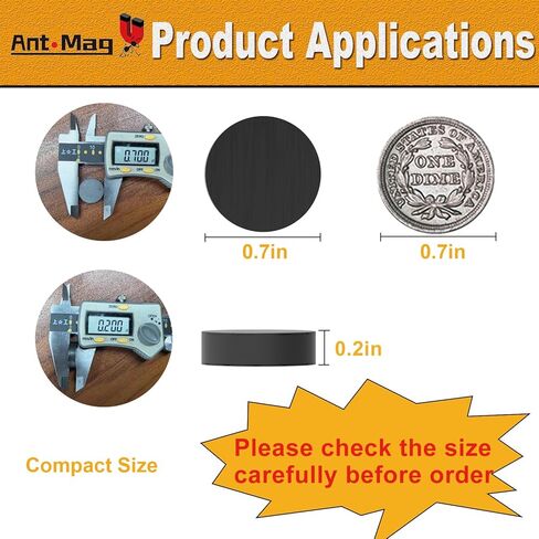 Ant Mag Ceramic Magnets for Crafts Round Black Industrial Magnets for DIY Projects for Fridge and Whiteboard, 64pcs in Saudi Arabia