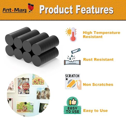 Ant Mag Ceramic Magnets for Crafts Round Black Industrial Magnets for DIY Projects for Fridge and Whiteboard, 64pcs in Saudi Arabia