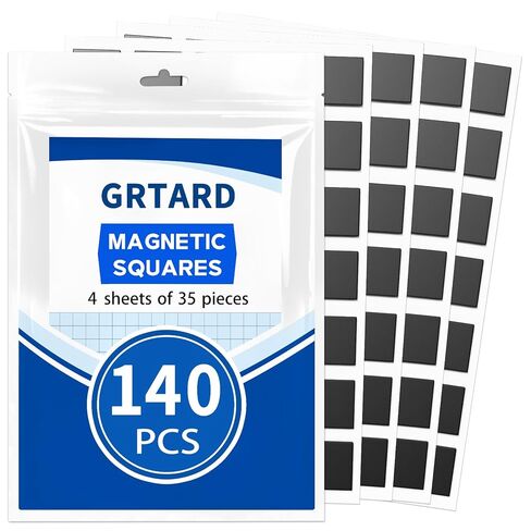Grtard 140 Pack Sticky Square Magnets with Adhesive Backing, Pre-Cut Sticky Magnetic Squares, Peel and Stick Magnet Strips with Adhesive for Classroom, DIY, Refrigerator, Whiteboard, Art Projects in Saudi Arabia