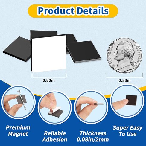 Grtard 140 Pack Sticky Square Magnets with Adhesive Backing, Pre-Cut Sticky Magnetic Squares, Peel and Stick Magnet Strips with Adhesive for Classroom, DIY, Refrigerator, Whiteboard, Art Projects in Saudi Arabia