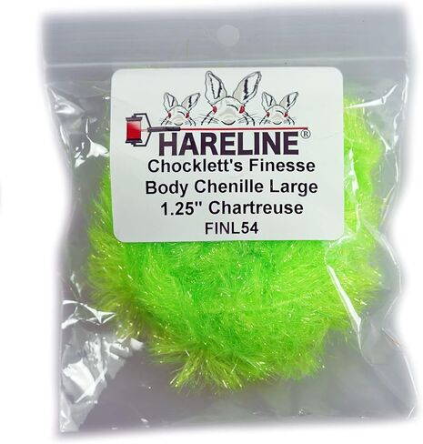 Hareline Chocklett's Finesse Body Chenille Yellow Large 1.25 inch in Kuwait
