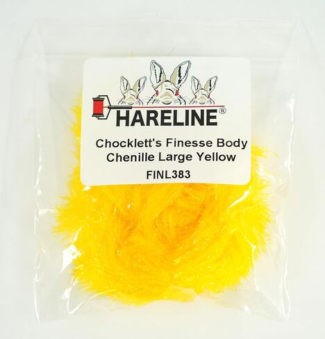 Hareline Chocklett's Finesse Body Chenille Yellow Large 1.25 inch in Kuwait