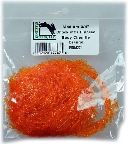 Hareline Chocklett's Finesse Body Chenille Yellow Large 1.25 inch in Kuwait