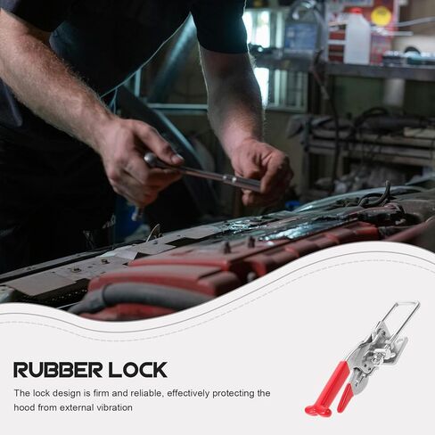 Luxshiny Heavy Duty Rubber T-Handle Hood Lock with Elastic Shock Absorption for Engine Covers, Stainless Steel Toolbox and Vehicle Hold-Down Lock Suitable for Industrial and Automotive Use in Kuwait
