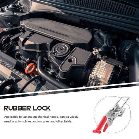 Luxshiny Heavy Duty Rubber T-Handle Hood Lock with Elastic Shock Absorption for Engine Covers, Stainless Steel Toolbox and Vehicle Hold-Down Lock Suitable for Industrial and Automotive Use in Kuwait