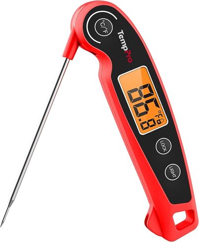 ThermoPro TP605 Instant Read Meat Thermometer for Cooking, Waterproof Digital Food Thermometer with Large Backlit LCD, 180° Foldaway Probe Kitchen Thermometer for Grilling, Smoking & Candy Making in Kuwait